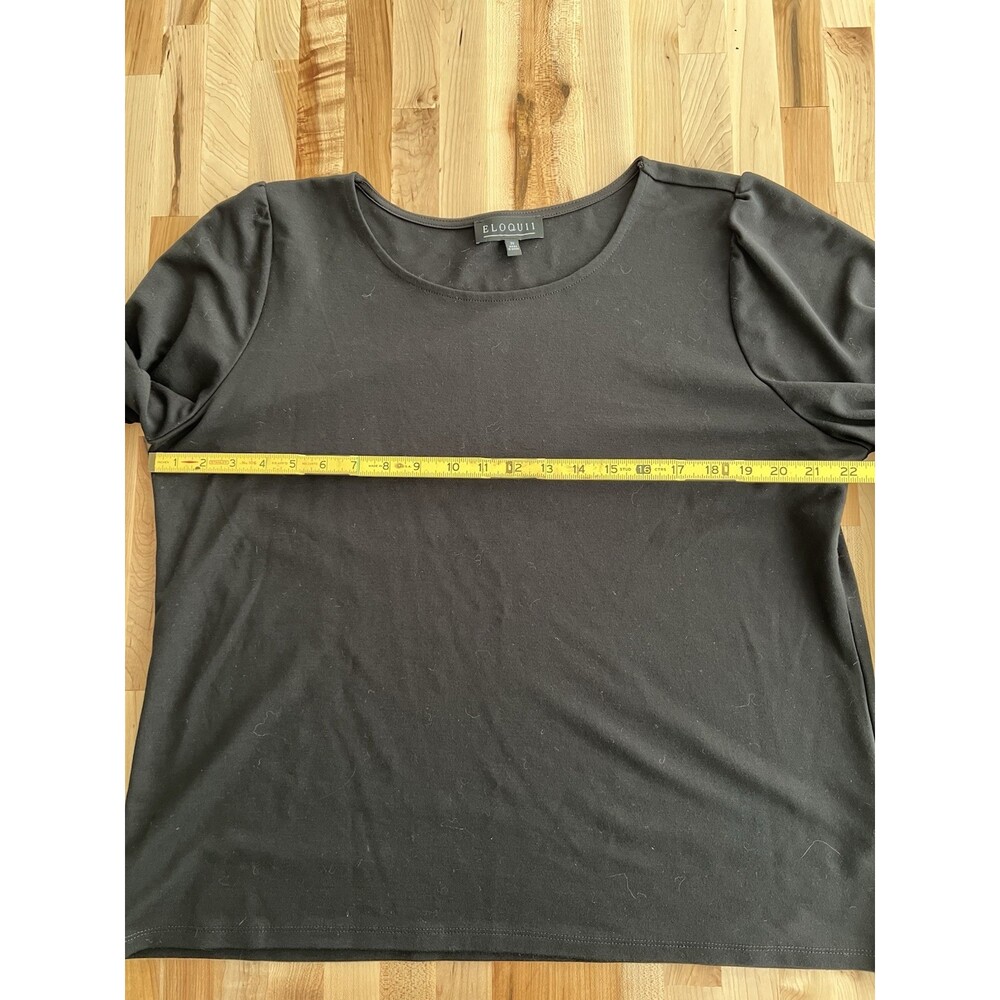 Eloquii Short Puffy Sleeve Top Stretch Elegant Classic Elevated Black 20 - Picture 5 of 8